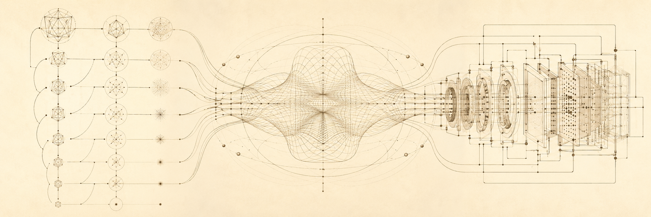 Three-apparatus synthesis across the parameter space